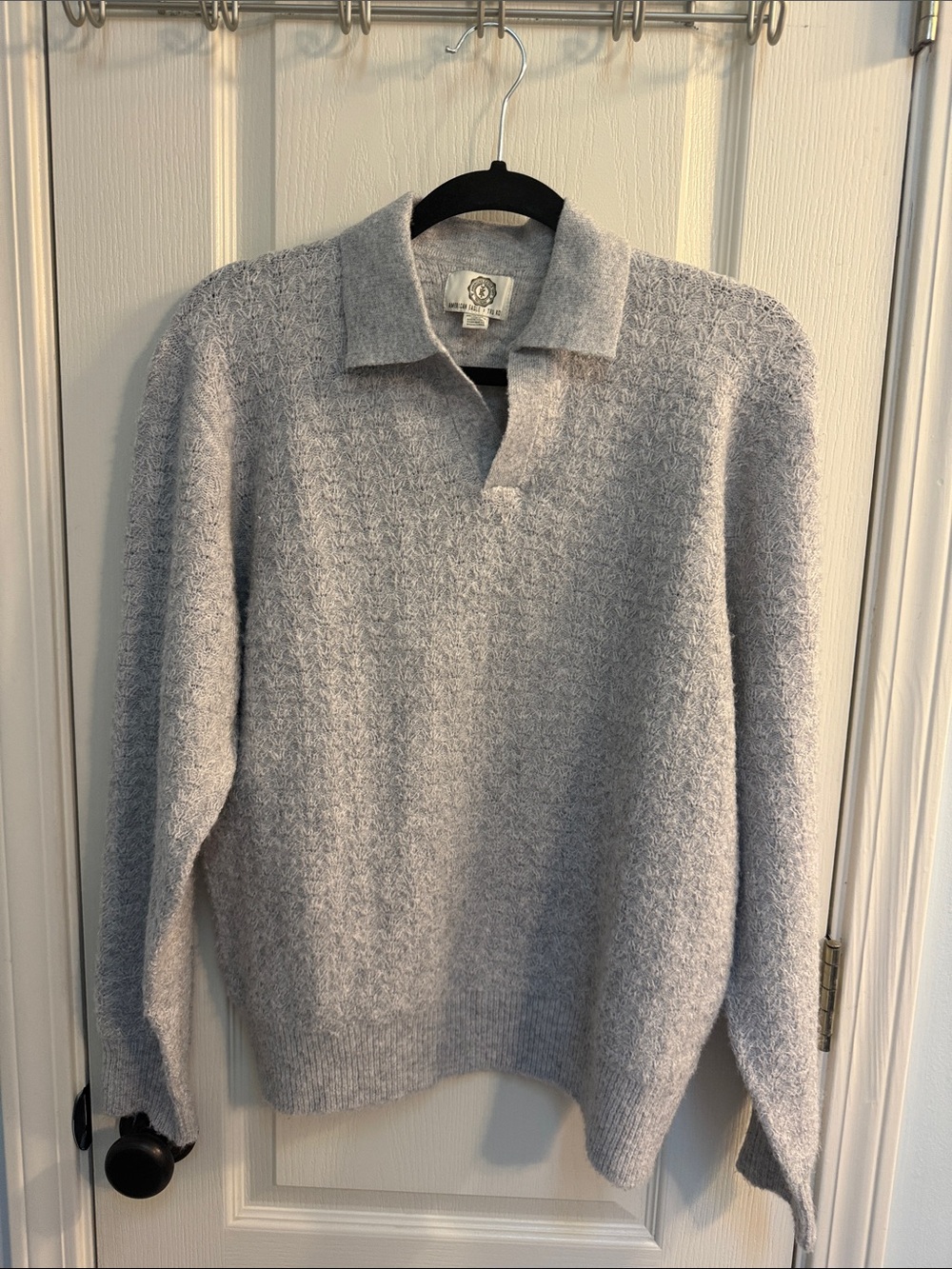 American Eagle Outfitters Light Gray V-Neck Polo Sweater